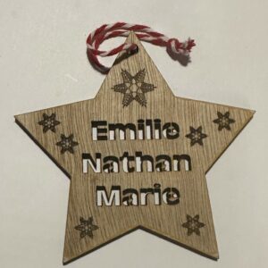 Étoile de noël en bois personnalisable